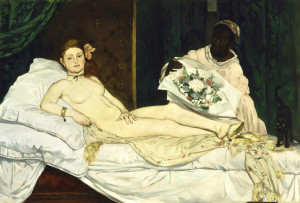 Manet's Olympia: "the violet pictures of Manet and his school” = the “nervous debility of the painter.”