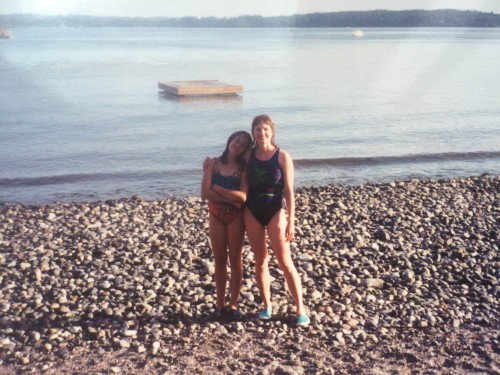 The author with her mother on the Indianola beach.