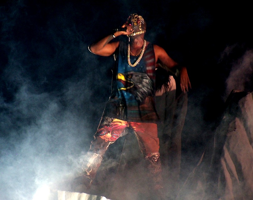 Kanye West performing, Yeezus tour