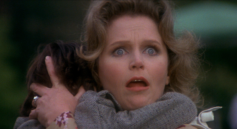Lee Remick as Katharine Thorn can't protect her son herself in The Omen.