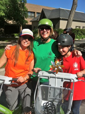 Holly, Lisa and Kenzie prepare to ride in Salt Lake City's Pride Parade