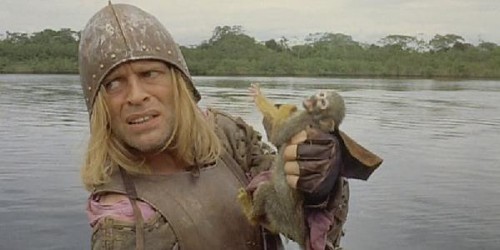 Aguirre and monkey on the Amazon