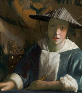 Attributed to Johannes Vermeer (Dutch, 1632 - 1675 ), Girl with a Flute, probably 1665/1670, oil on panel, Widener Collection, Courtesy National Gallery of Art.