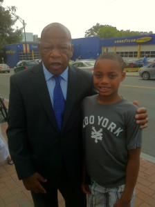 The grandson with Congressman and Civil Rights pioneer John Lewis at 2012 Democratic National Convention