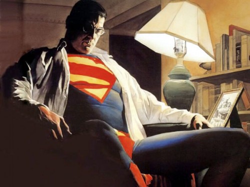 A pensive, aging superhero. Illustration by Alex Ross.