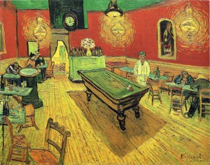 Van Gogh's Night Cafe, of which Vincent Van G himself said: "the café is a place where one can ruin himself, go mad, commit crimes."